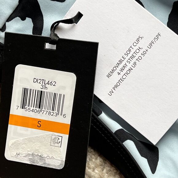 DKNY SWIM sz S Grey Cheetah Print Bralette 1" straps removeable padded cups - Picture 6 of 10